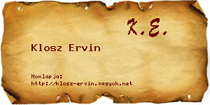 Klosz Ervin névjegykártya